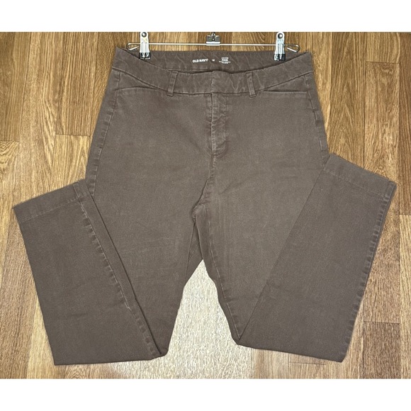 Old Navy High Rise Pixie Secret Smooth Pockets Brown Career Pants 12 - Picture 1 of 4